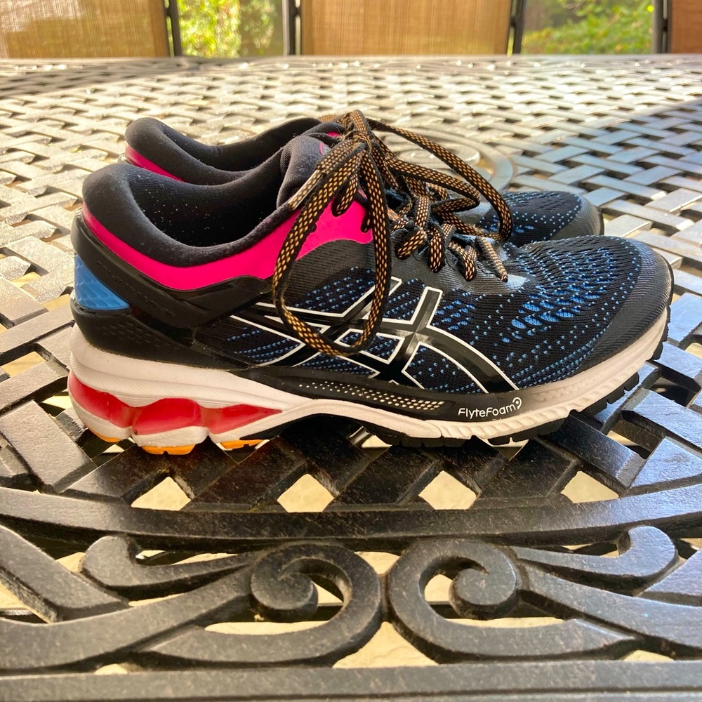 ASICS GEL-KAYANO 26 Size 6 Pink, Black, Orange, White, Blue